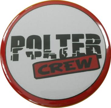 Polter crew Button white red - Click Image to Close